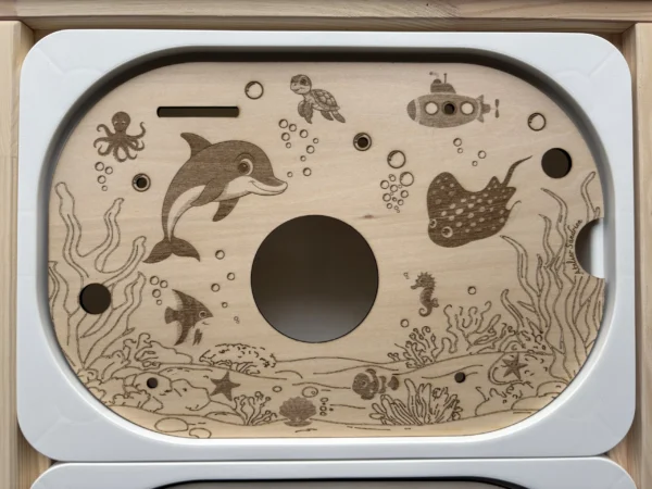 Insert sensoriel en bois - Animaux marins emplacement gobelet