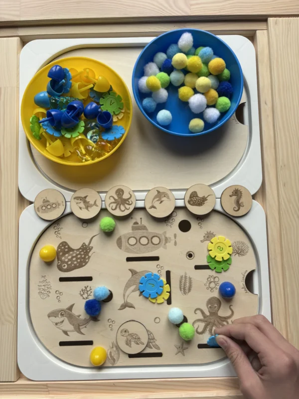 Insert sensoriel en bois - Univers sous-marin