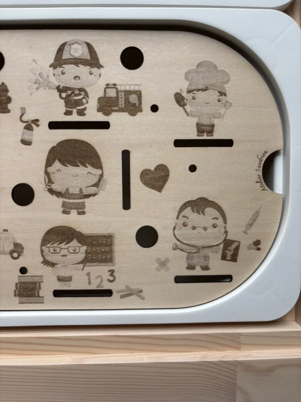 Détail Insert sensoriel en bois métiers du quotidien