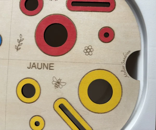 Insert sensoriel en bois - 4 couleurs primaires