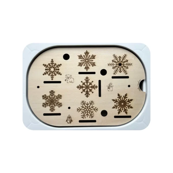 insert sensoriel en bois hiver flocons de neige sans accessoires, support de motricité fine enfant