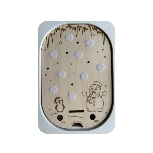 Insert sensoriel en bois thème hiver sans accessoires, support nu pour motricité fine et exploration libre enfant