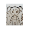 Détail de la poupée du jeu d’habillage en bois pour enfant