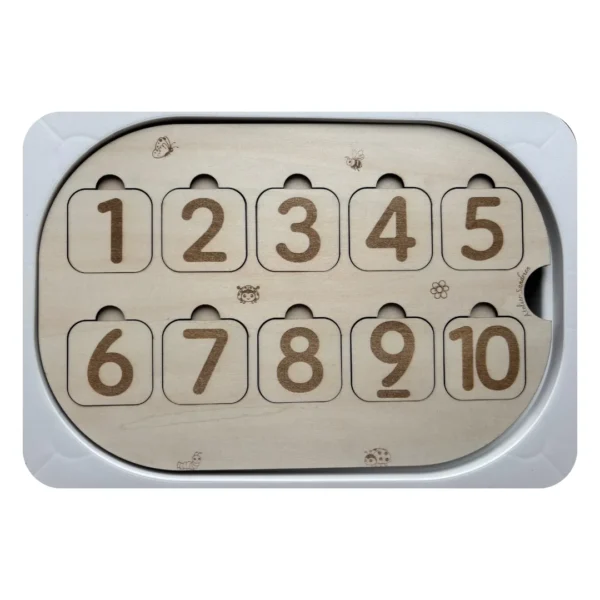 Insert sensoriel en bois Chiffres 1 à 10 pour activité de numération