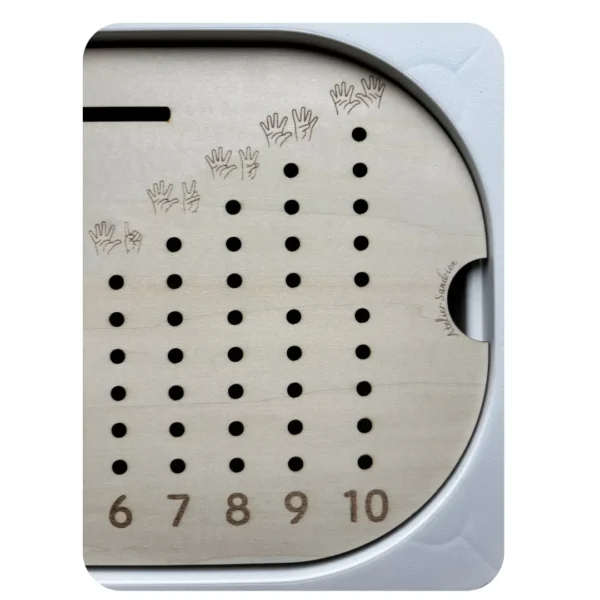 Insert sensoriel chiffres en bois de 1 à 10 avec grille de petits trous pour activités de comptage – Atelier Sandrien
