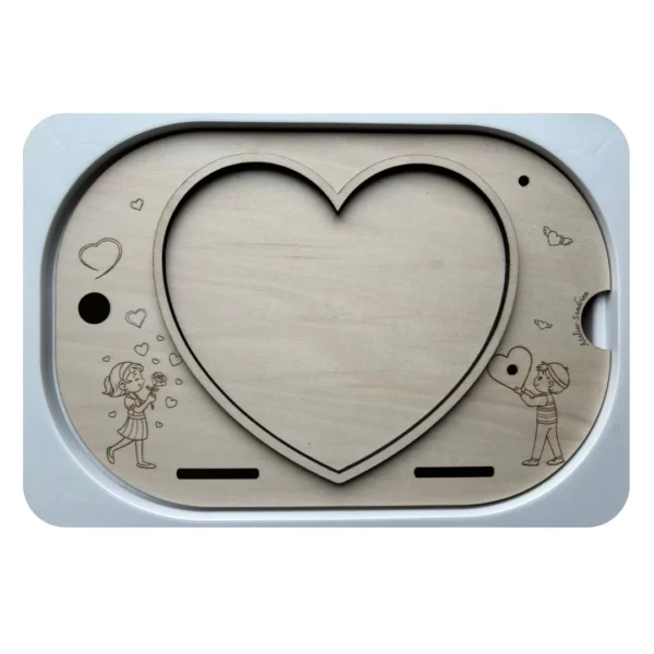 Insert sensoriel en bois - coeur à remplir - Saint Valentin