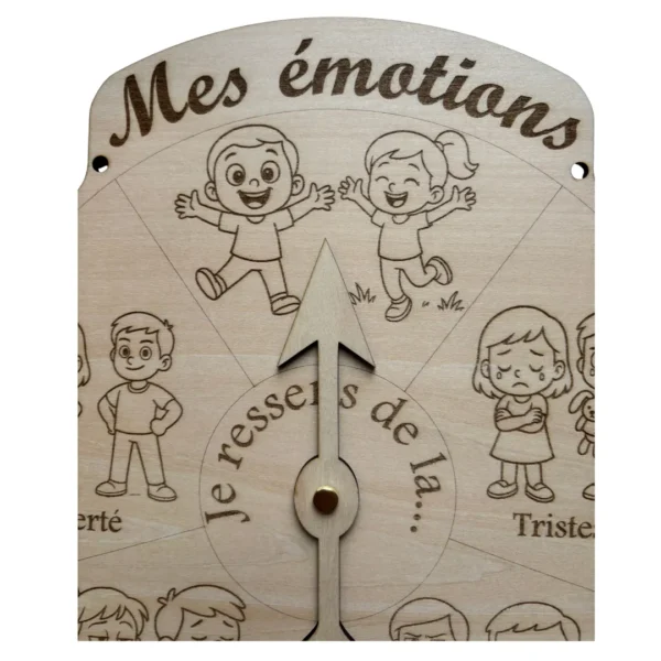 zoom roue des émotions en bois tableau éducatif