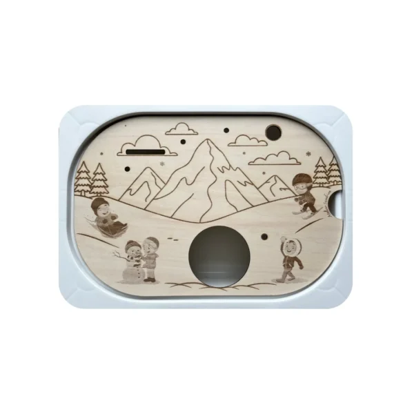 Gobelet hiver vide intégré à un insert sensoriel en bois Atelier Sandrien