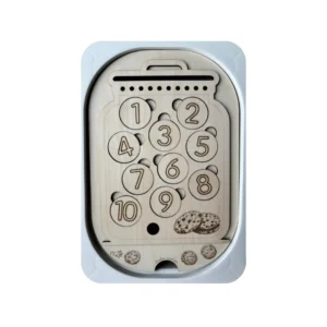 Insert sensoriel en bois boîte à biscuits avec jetons de 1 à 10 jeu de comptage et motricité fine