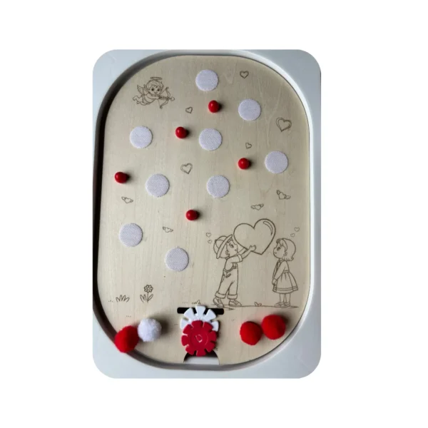 Insert sensoriel en bois - Saint Valentin scratch - avec accessoires
