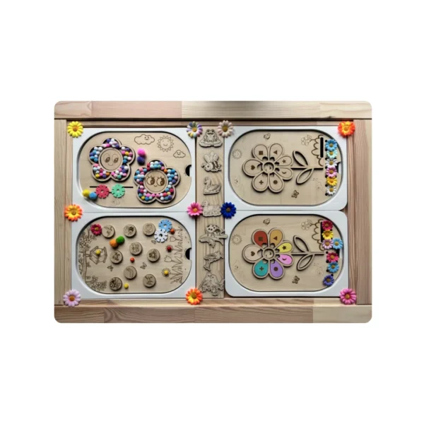 Insert sensoriel à scratch en bois – Animaux du jardin