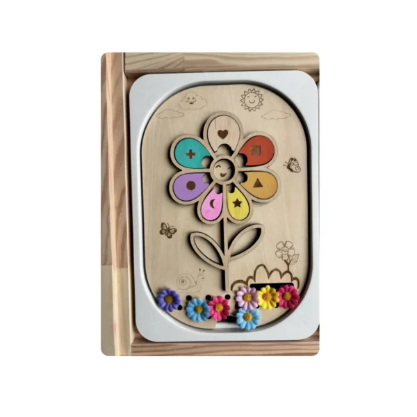Insert sensoriel bois - fleur des formes colorée