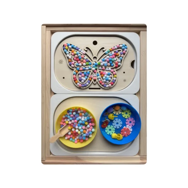 Insert sensoriel en bois – Papillon à remplir