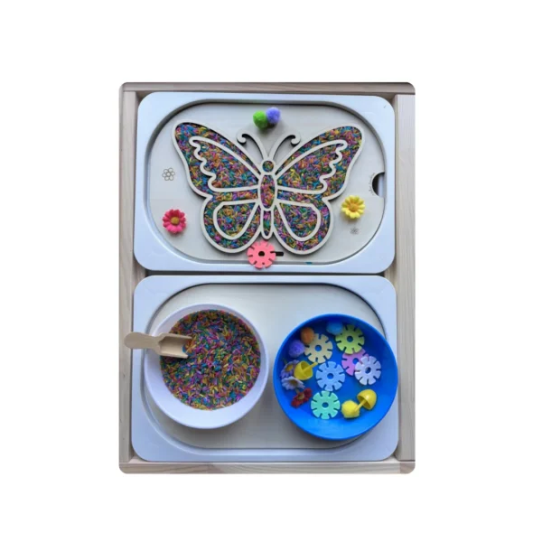 Insert sensoriel en bois – Papillon à remplir