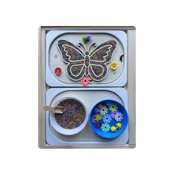 Insert sensoriel en bois – Papillon à remplir