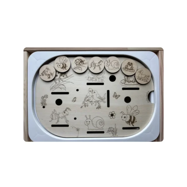 Insert sensoriel en bois - Jardin des petites bêtes - ses 7 jetons inclus