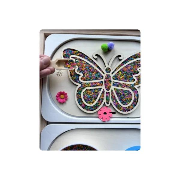 Insert sensoriel en bois – Papillon à remplir