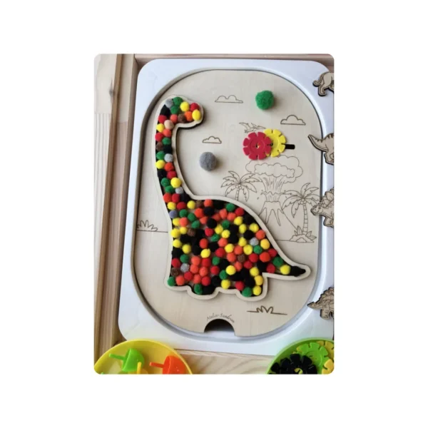 insert sensoriel forme diplodocus arempli de pompons