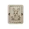 Puzzle bâtonnet lapin en bois gravé, jeu éducatif pour développer la motricité fine et l’observation chez l’enfant.
