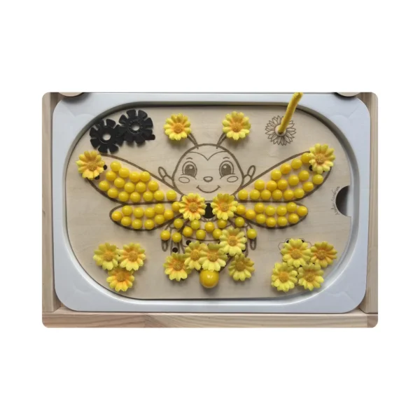 Insert sensoriel en bois - Abeille remplie de jaune et noir