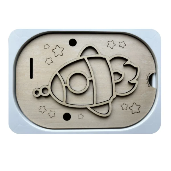 Insert sensoriel en bois -Fusée à remplir