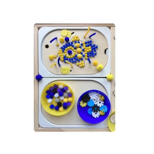 Insert sensoriel en bois - Fusée à trous et ses bols accessoires