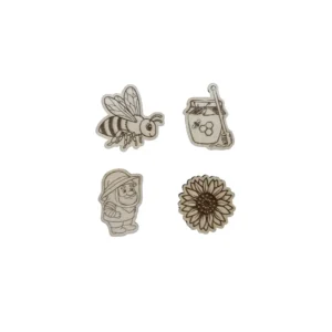 Lot de 4 jetons en bois thème abeille