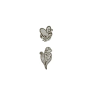 lot de 2 jetons en bois - muguet + papillon