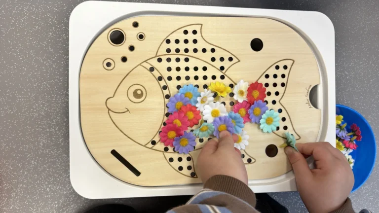 insert sensoriel en bois - poisson à trous