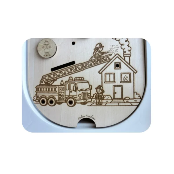 Insert sensoriel en bois - le camion de pompiers scratch zoom